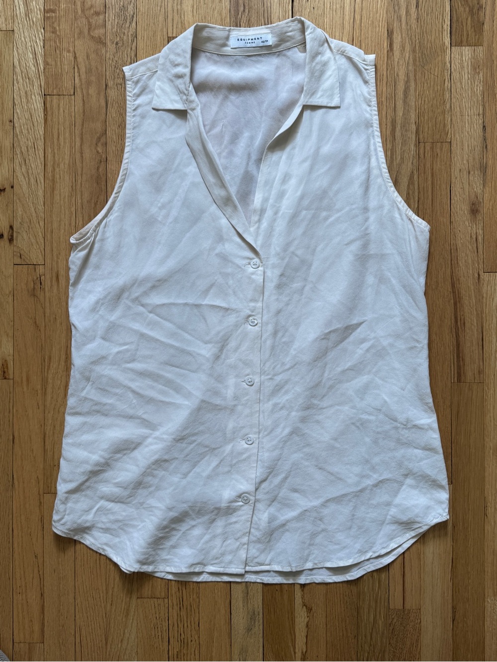 equipment eggshell white ivory sleeveless silk blouse